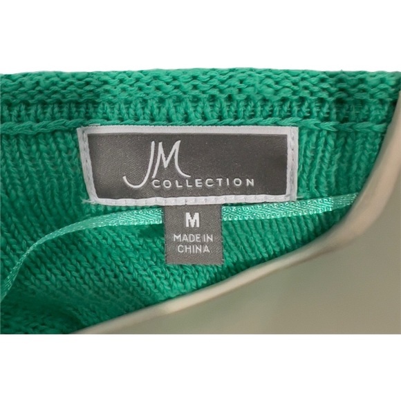 J Collection Green Rolled Cuff Collar 3/4 Length Sleeve Sweater M Soft Costal - Picture 3 of 9